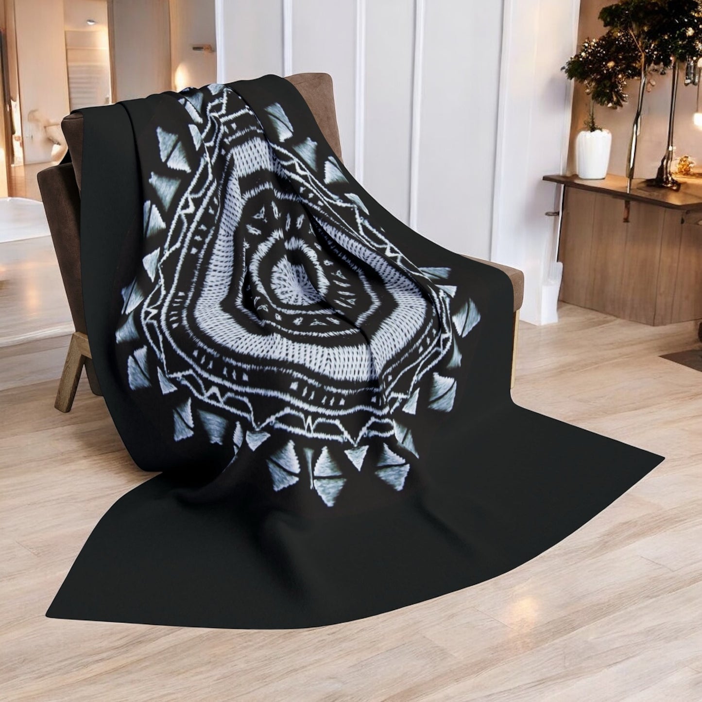 MAYA Cymatic Arctic Fleece Blanket (Black)