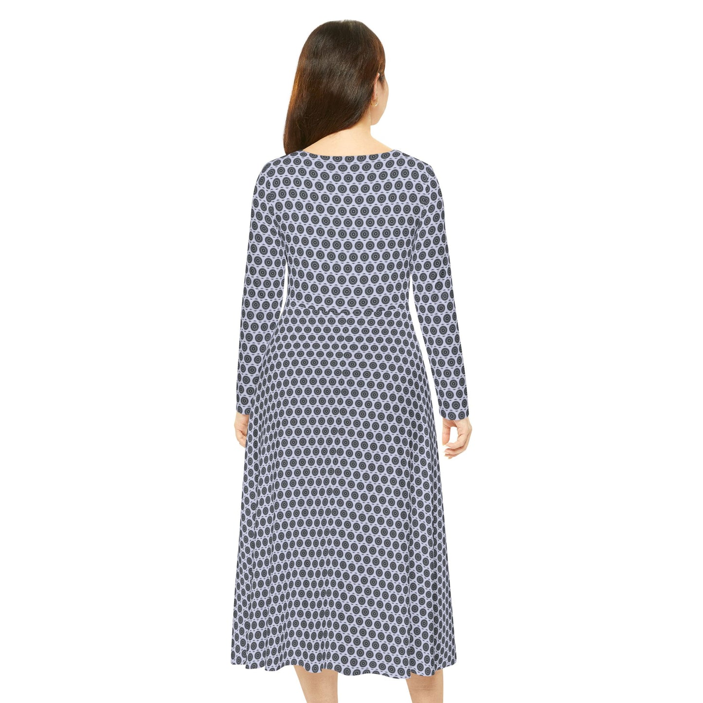 Women's "MAYA" Cymatic Aop Elegant Long Sleeve Dress