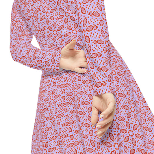 Women’s "HEXA" Cymatic Print Elegant Long Sleeve Dress