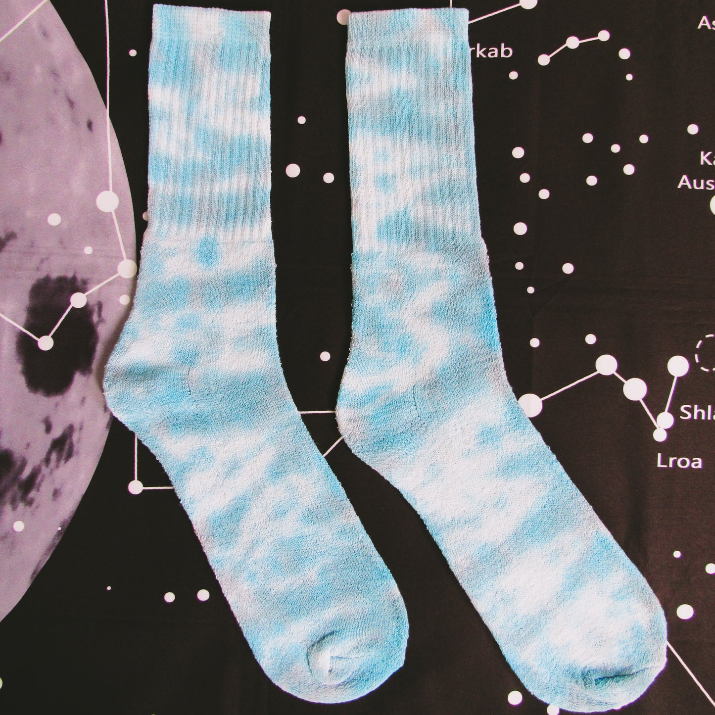 Grey & Aquamarine Crumple Tie Dye Socks