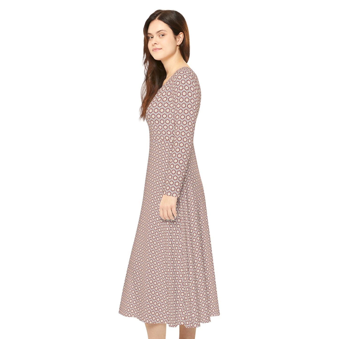 Women's "MOSAIC" Cymatic Aop Elegant Long Sleeve Dress