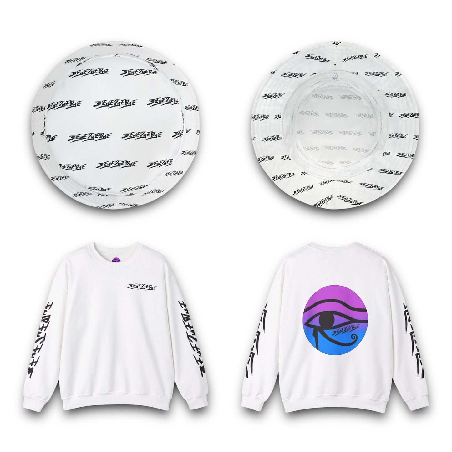 Men’s 3ETD Logo Print Crewneck Set (White)