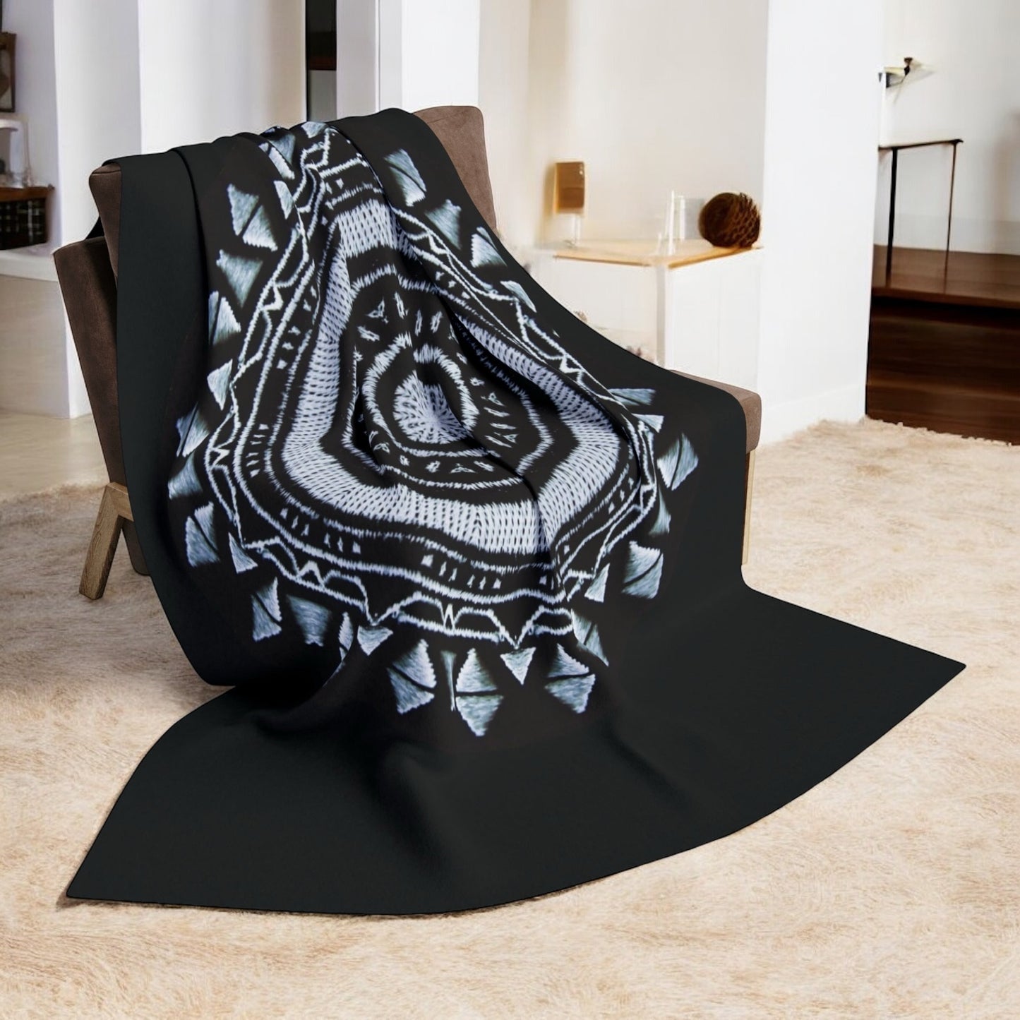 MAYA Cymatic Arctic Fleece Blanket (Black)