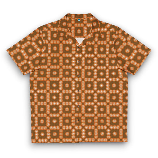 Men's "SOL" Cymatic Check Aop Boxy Shirt (Orange)