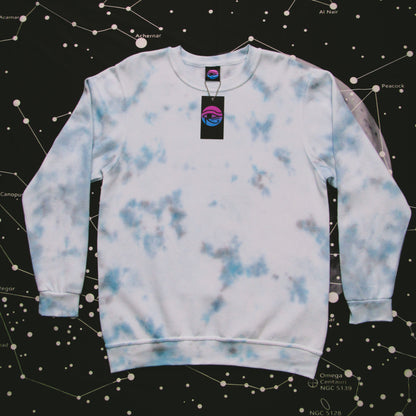 Sky Blue, Navy & Grey Crumple Tie Dye Sweatshirt