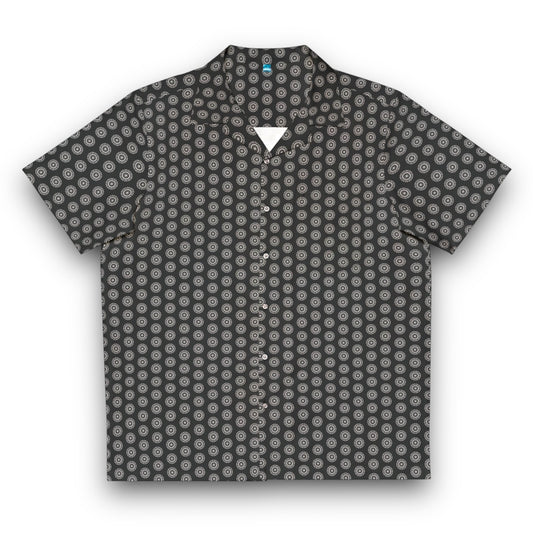 Men's MAYA Cymatic AOP Boxy Hawaiian Shirt (Black)