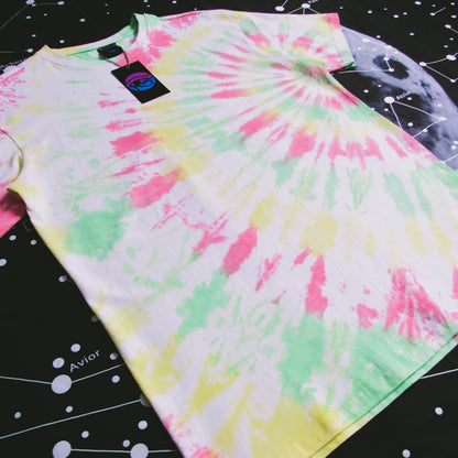 Red, Yellow & Green Sunrise Oversized Tie Dye T Shirt