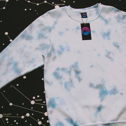 Sky Blue, Navy & Grey Crumple Tie Dye Sweatshirt