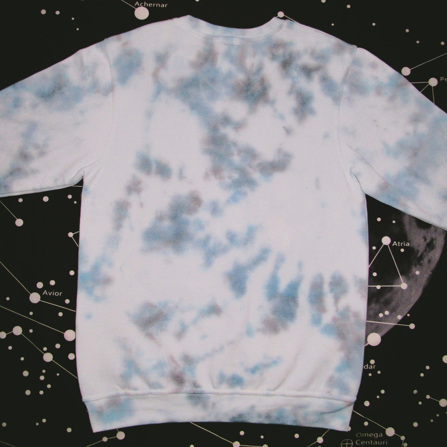 Sky Blue, Navy & Grey Crumple Tie Dye Sweatshirt