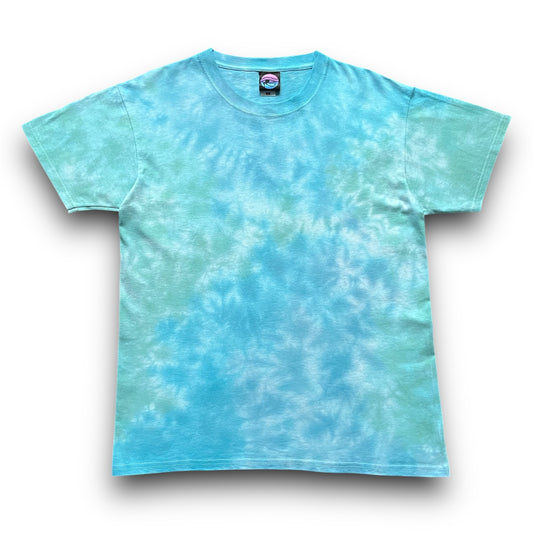 Aquamarine, Deep Green & Sky Blue Crumple Tie Dye T Shirt