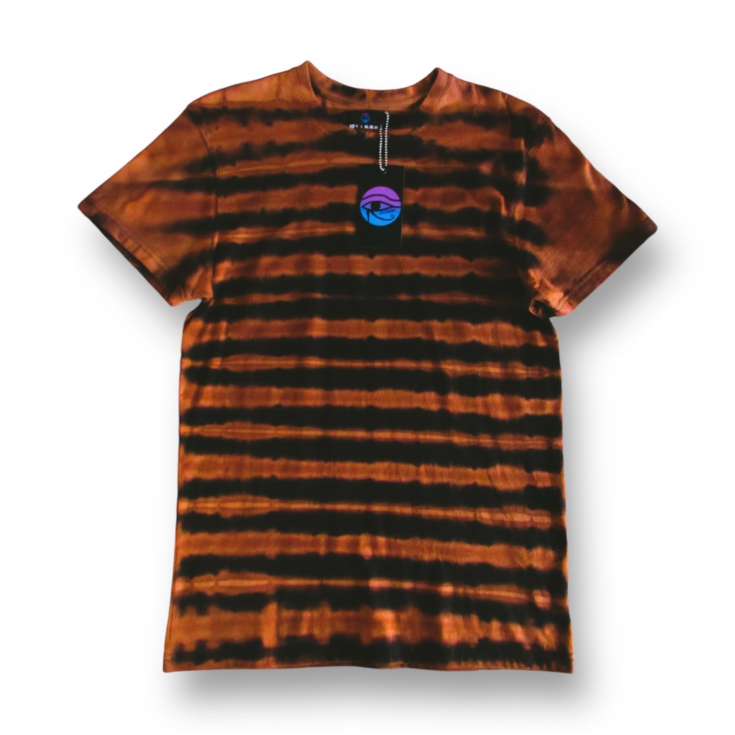 Embroidered Striped Bleach Tie Dye T Shirt (369)