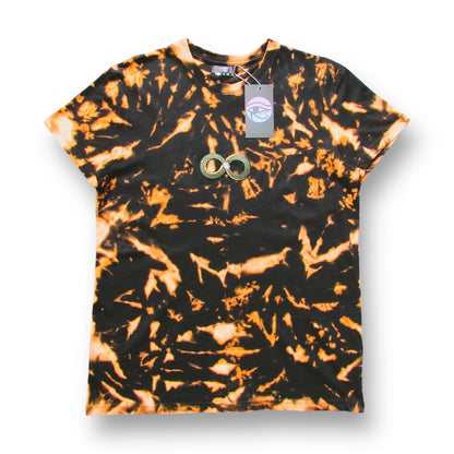 Embroidered Crumple Bleach Tie Dye T Shirt (Ouroboros)