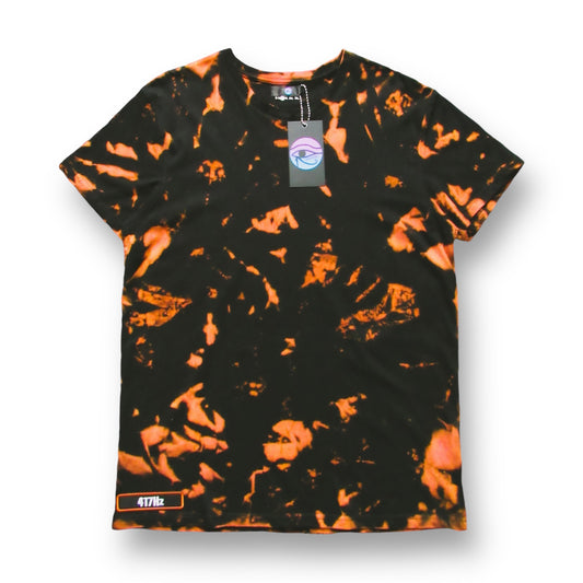 Embroidered Gradient Crumple Bleach Tie Dye T Shirt (417Hz)