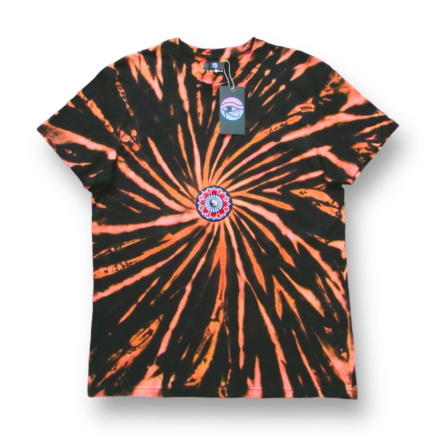 Embroidered Gradient Spiral Bleach Tie Dye T Shirt (Yin&Yang)