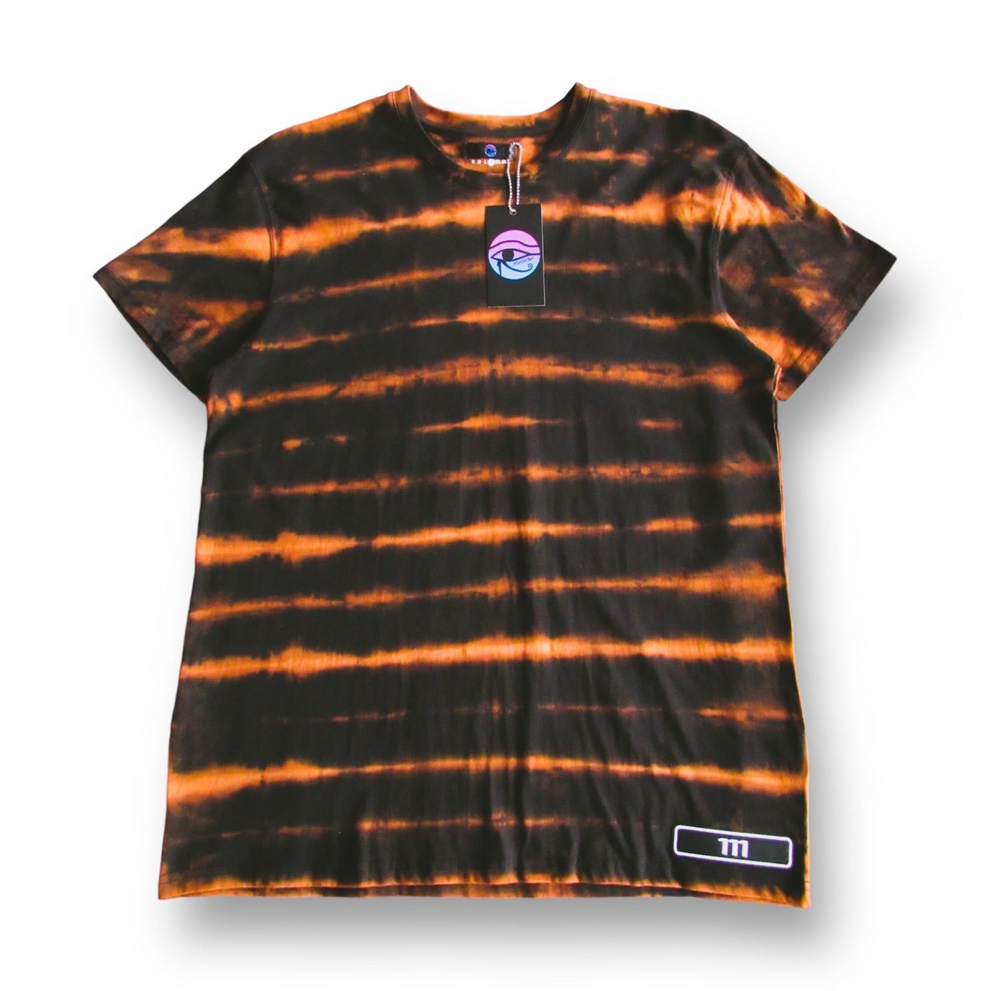 Embroidered Striped Bleach Tie Dye T Shirt (111)