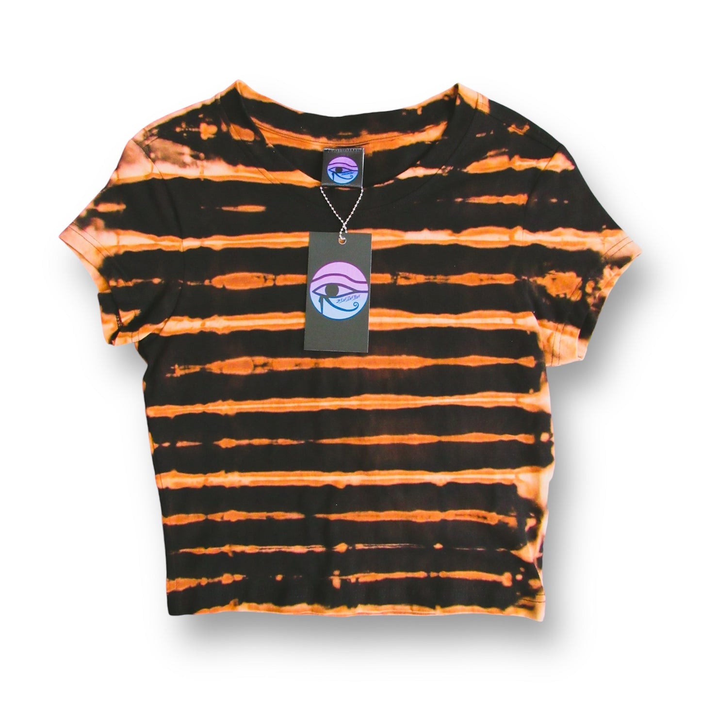 Striped Bleach Tie Dye Crop T Shirt