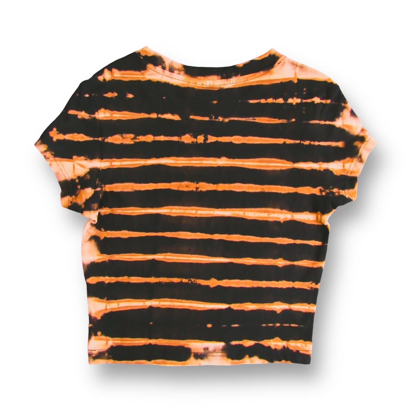 Striped Bleach Tie Dye Crop T Shirt