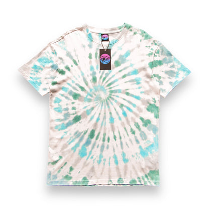 Grey, Aqua, Sky Blue & Deep Green Spiral Oversized Tie Dye T Shirt