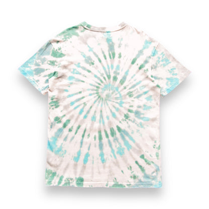 Grey, Aqua, Sky Blue & Deep Green Spiral Oversized Tie Dye T Shirt