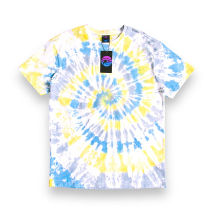 Blue, Yellow & Grey Spiral Oversized Tie Dye T Shirt