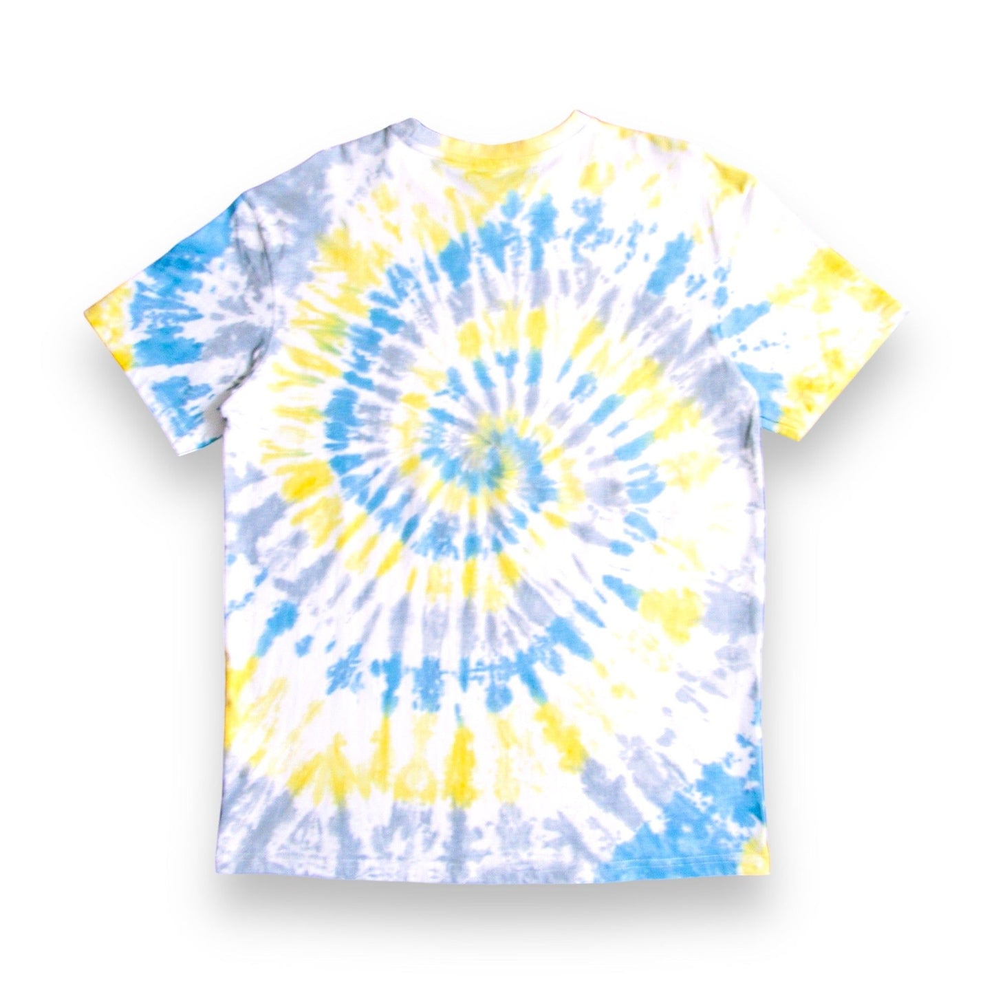 Blue, Yellow & Grey Spiral Oversized Tie Dye T Shirt