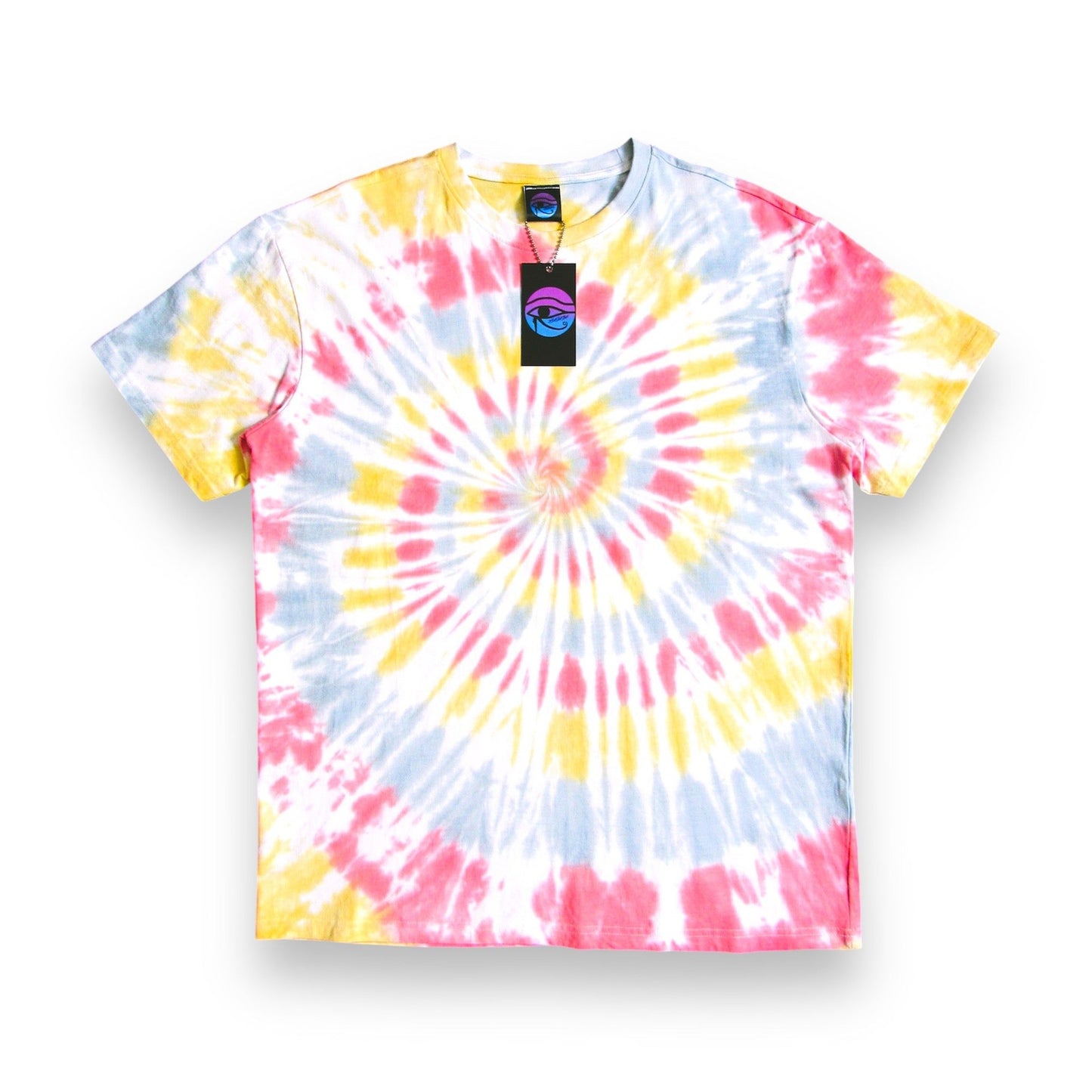 Gold, Red & Grey Spiral Oversized Tie Dye T Shirt