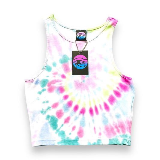 Multicoloured Spiral Tie Dye Crop Top