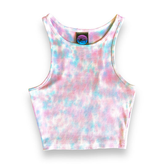 Red, Pink & Aquamarine Abstract Crop Top