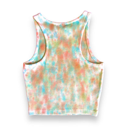 Orange, Green & Aquamarine Abstract Crop Top