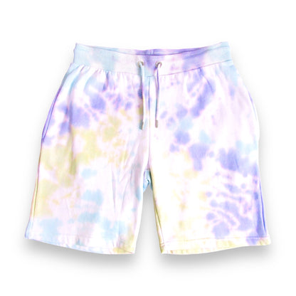 Purple, Aqua Blue & Matcha Green Crumple Tie Dye Shorts