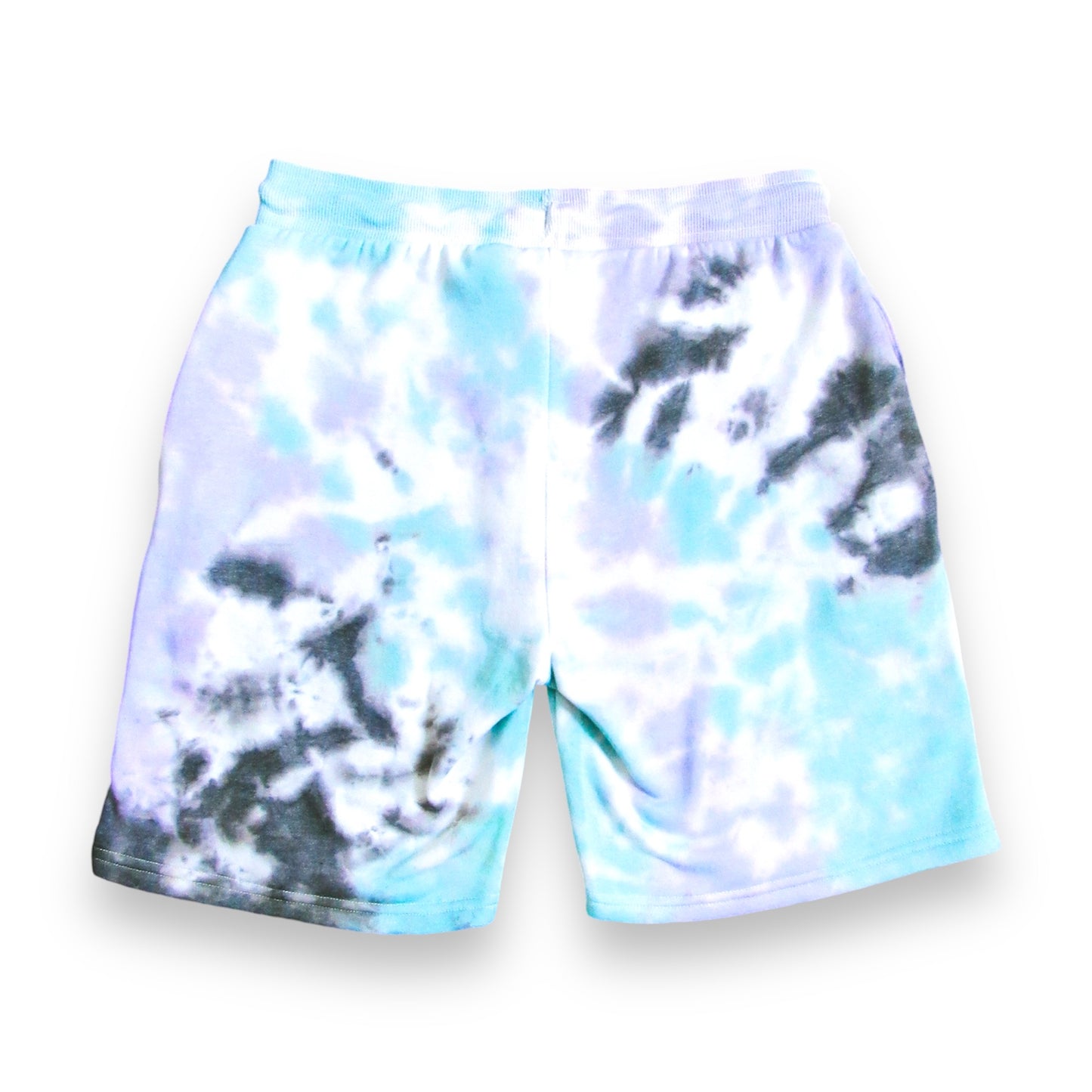 Black, Purple & Aqua Crumple Tie Dye Shorts