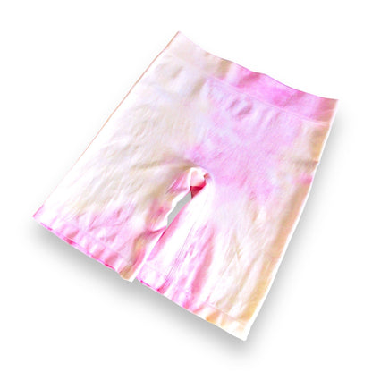 Pink & Yellow Crumple Tie Dye Biker Shorts