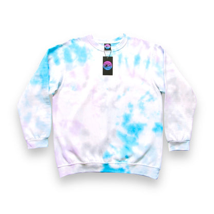 Light Blue, Purple, Aqua & Grey Crumple Tie Dye Sweatshirt