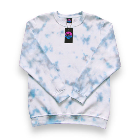 Sky Blue, Navy & Grey Crumple Tie Dye Sweatshirt