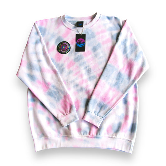 Cobalt Blue & Misty Rose Sunburst Tie Dye Sweatshirt