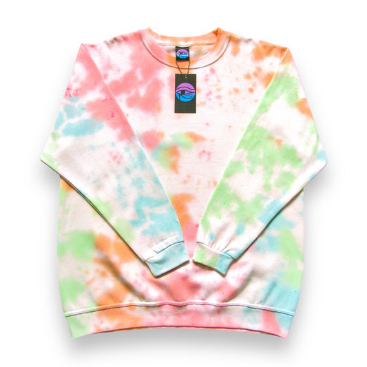 Orange, Red, Green & Sky Blue Crumple Tie Dye Sweatshirt