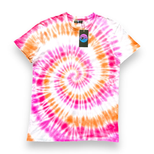 Fuchsia Red, Violet, Brown & Grey Spiral Tie Dye T Shirt