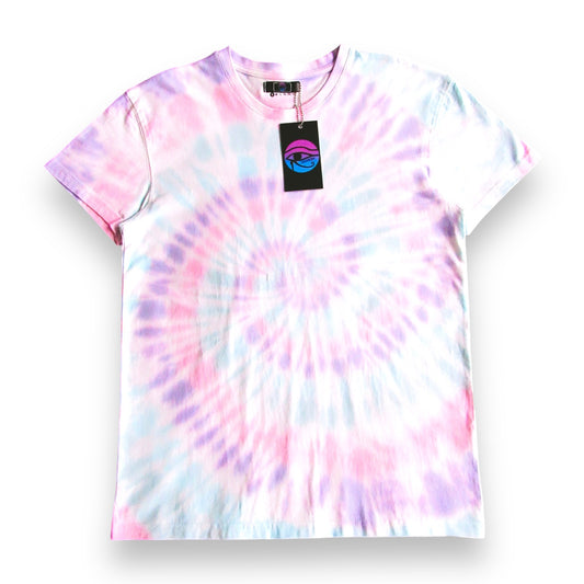 Sky Blue, Purple, Aqua & Pink Spiral Tie Dye T Shirt