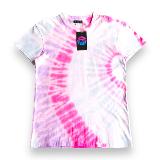 Rose Red, Sky Blue, Purple & Aqua Sunrise Tie Dye T Shirt