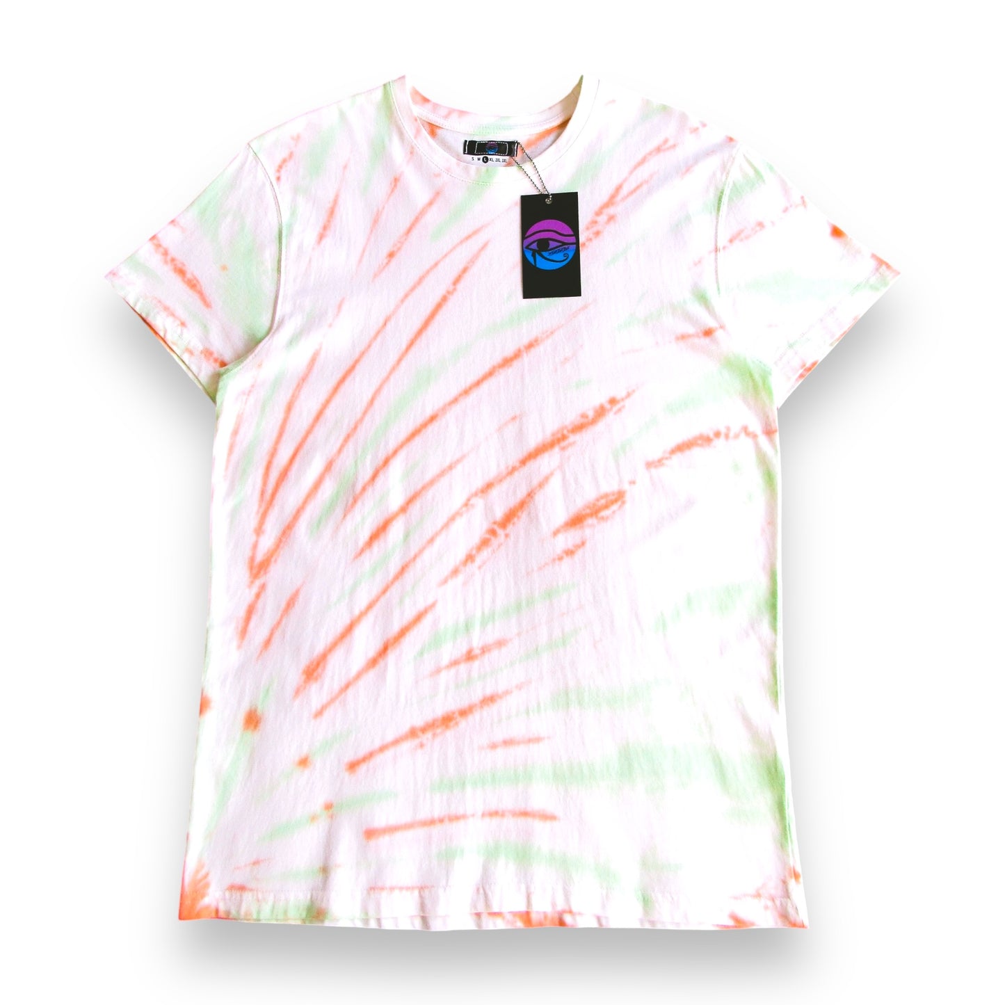 Green and Orange Double Sunburst Tie Dye T Shirt