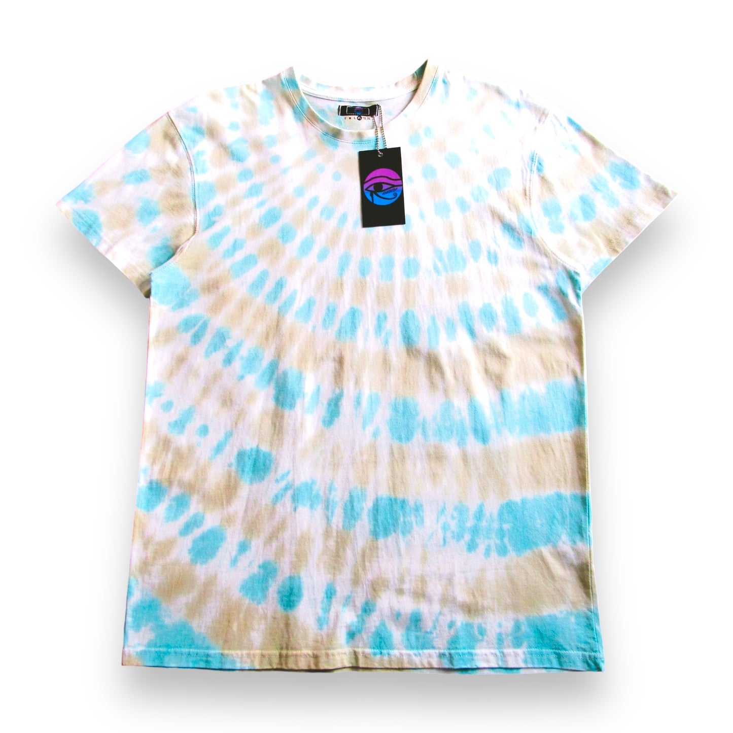 Aqua Blue & Olive Green Sun Ray Tie Dye T Shirt