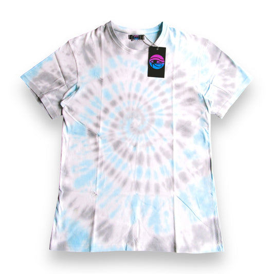 Grey & Sky Blue Spiral Tie Dye T Shirt