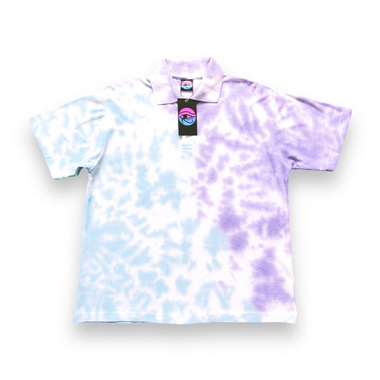 Blue & Purple Crumple Tie Dye Polo Shirt