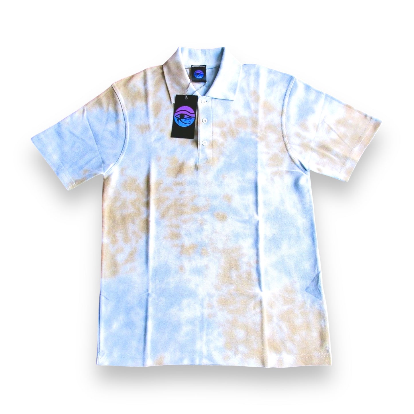 Brown & Grey Crumple Tie Dye Polo Shirt