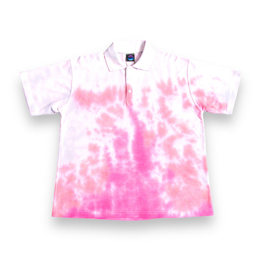 Chestnut, Fuchsia & Light Grey Crumple Tie Dye Polo