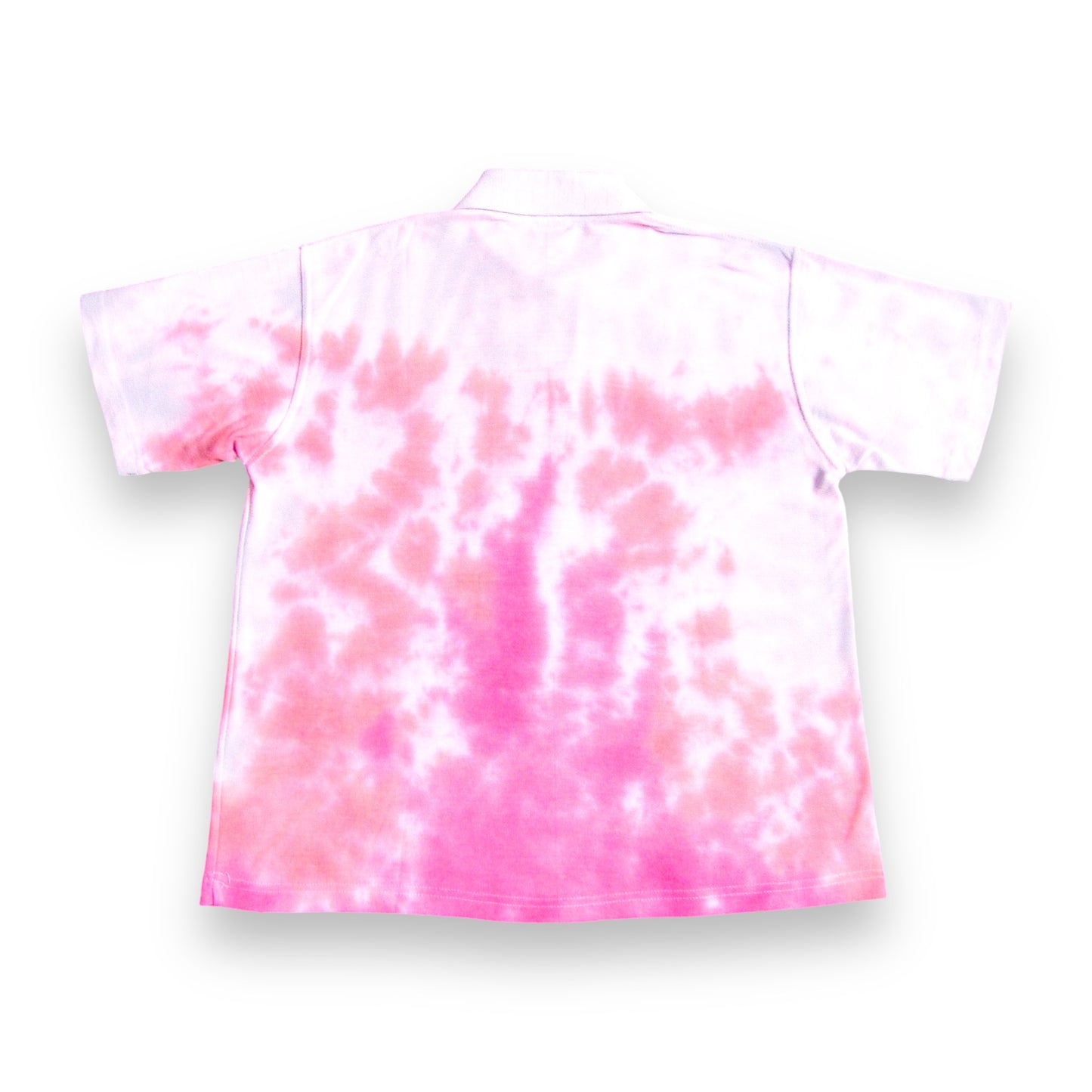 Chestnut, Fuchsia & Light Grey Crumple Tie Dye Polo