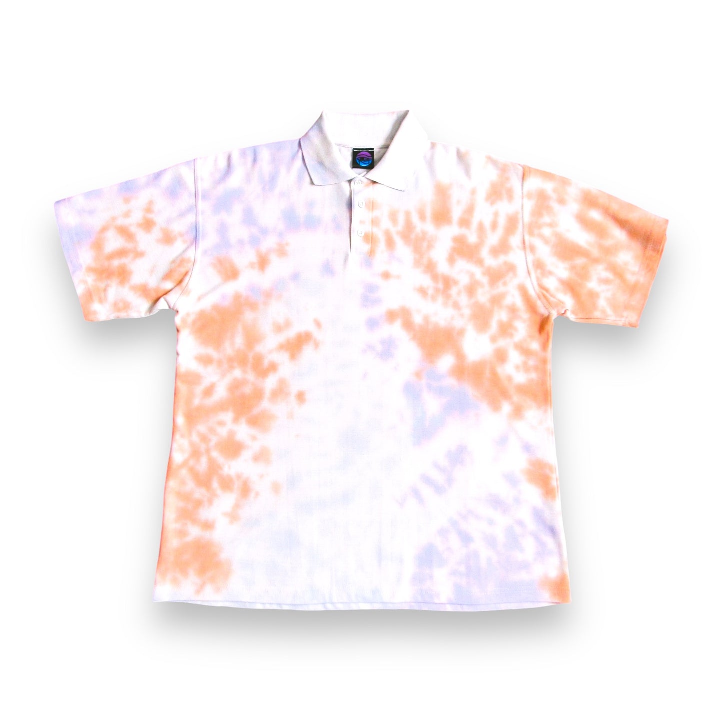 Orange, Purple & Light Blue Crumple Tie Dye Polo