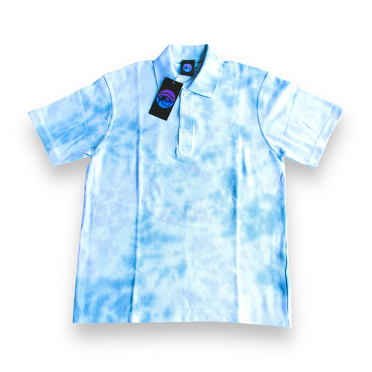 Purple & Dark Grey Crumple Tie Dye Polo Shirt