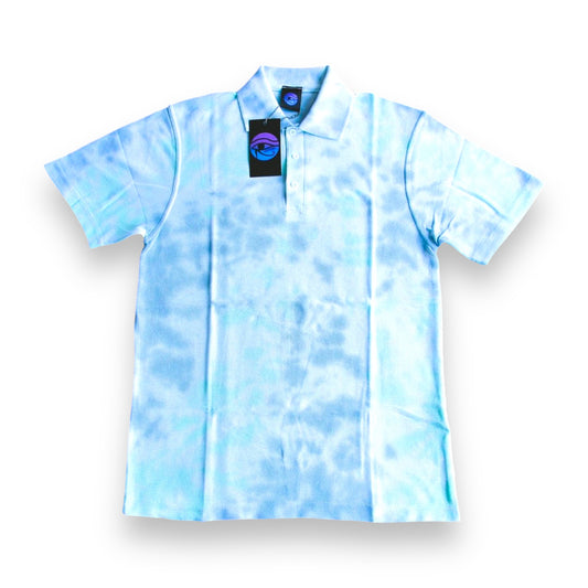 Grass Green & Grey Crumple Tie Dye Polo Shirt