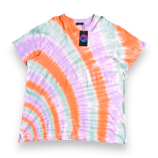 Purple, Deep Green & Orange Sunburst Tie Dye T Shirt